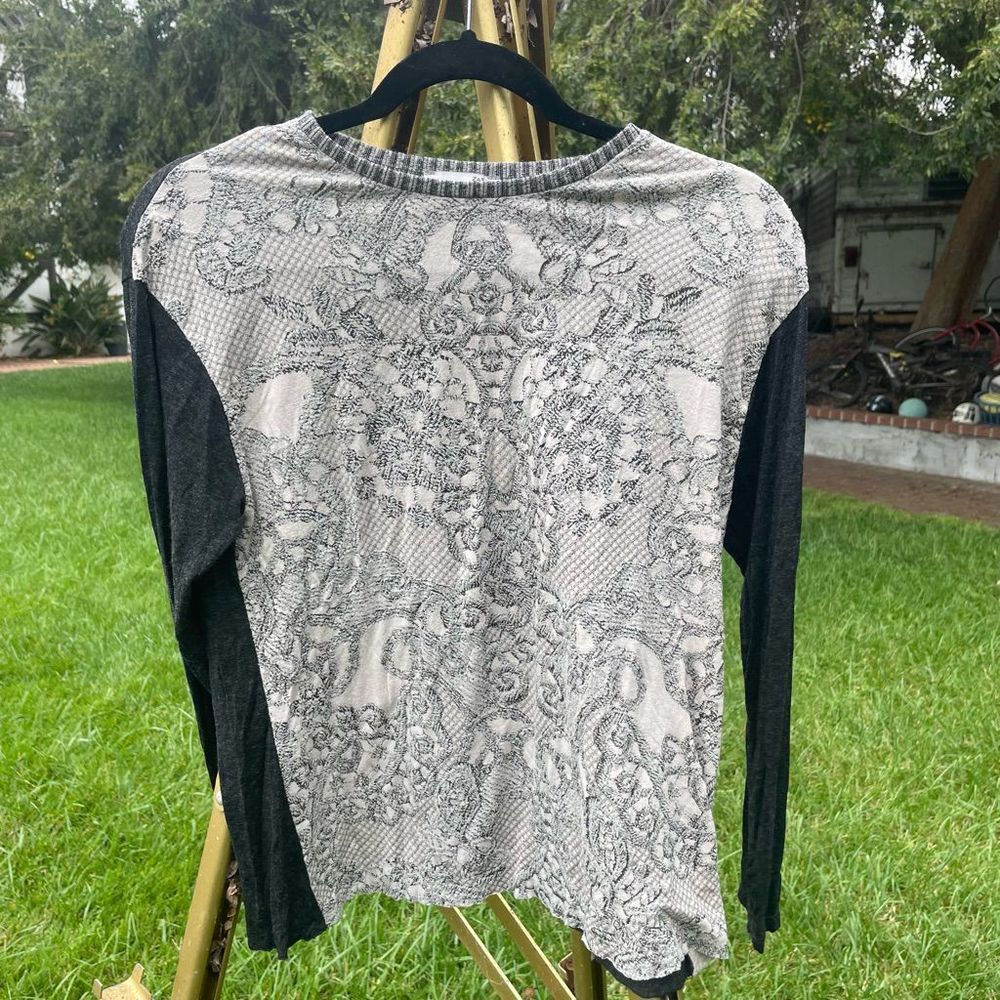 Zara Victorian pattern long sleeve Color block￼ top size medium